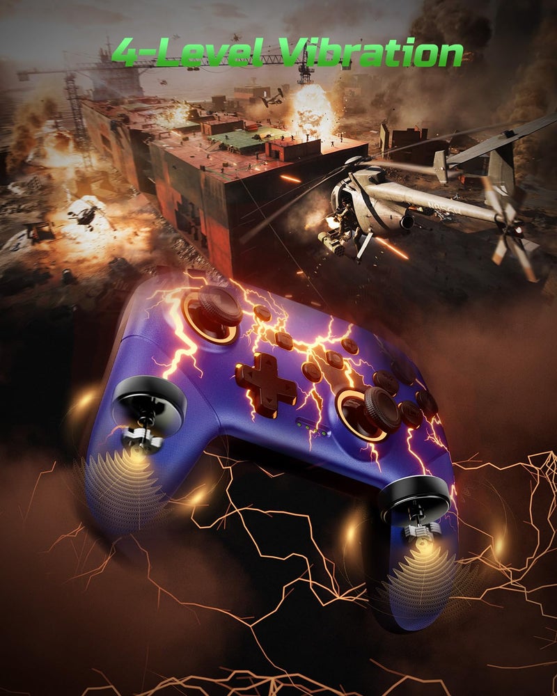 VOYEE Switch Controllers Compatible with Switch/Lite/OLED/PC Windows, 1000mAh Programmable RGB Lightning LED, Wireless Pro Controller with One Key Pairing/Wake Up/Turbo/Vibration - Image 4